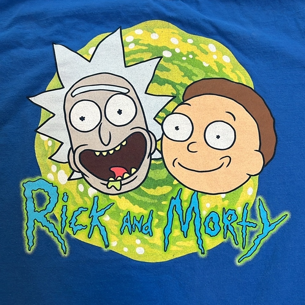 Rick and Morty Graphic TShirt Blue Size Medium